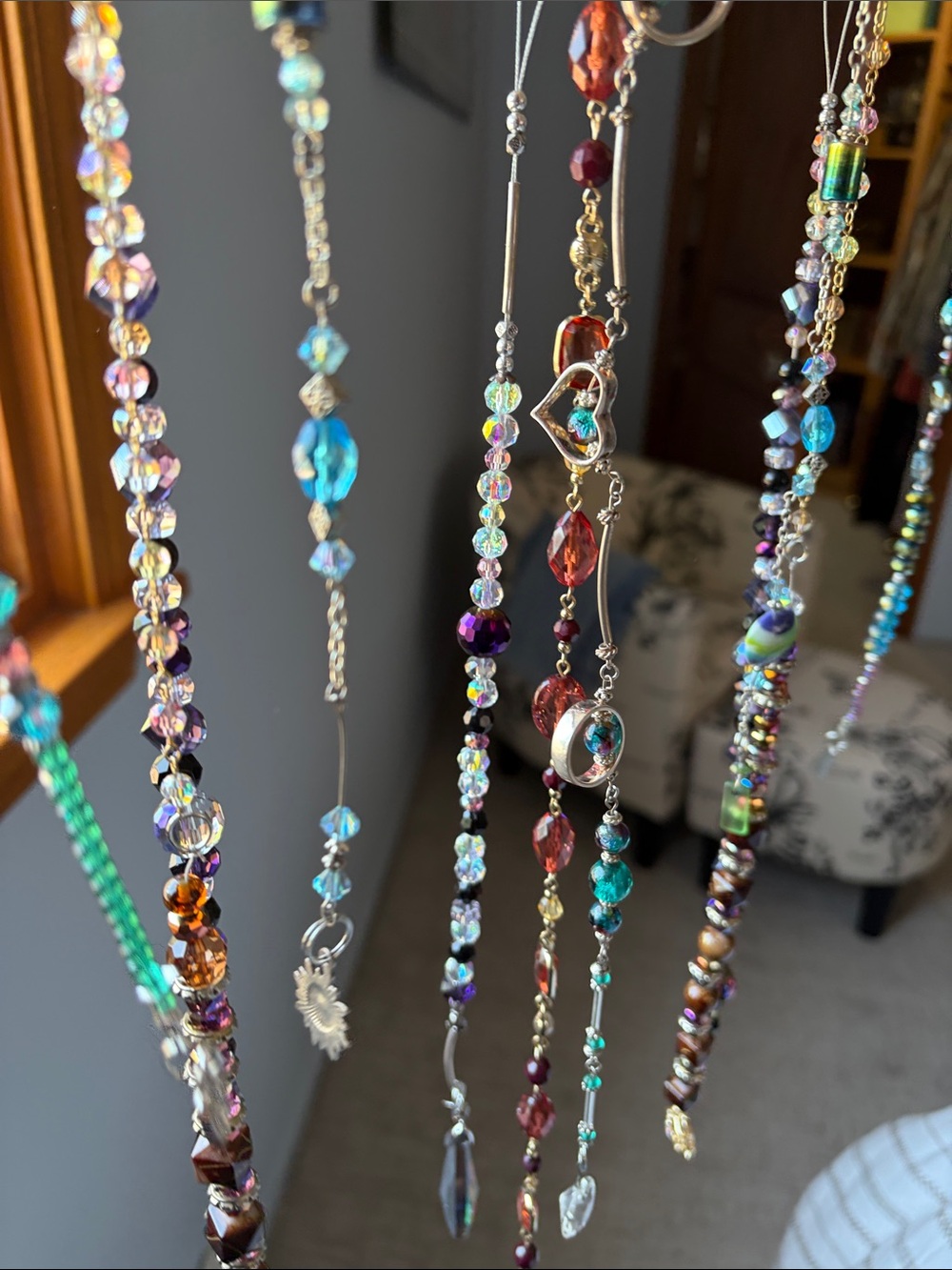 Beaded Hanging Suncatcher -Boho (Purple/Aqua/Amber/Aurora Borealis